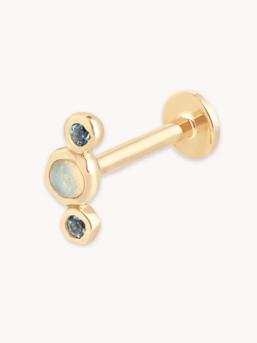 ASTRID & MIYU 14k Solid Gold Opal & Blue Topaz Stud Earring retail $320